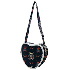 Floral-bugs-seamless-pattern Heart Shoulder Bag by uniart180623