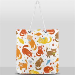 Seamless Pattern With Kittens White Background Full Print Rope Handle Tote (large) by uniart180623