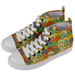 Seamless Pattern With Doodle Bunny Women s Mid-top Canvas Sneakers by uniart180623