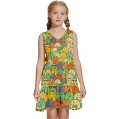 Seamless Pattern With Doodle Bunny Kids  Sleeveless Tiered Mini Dress by uniart180623