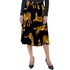 Seamless-exotic-pattern-with-tigers Classic Velour Midi Skirt  by uniart180623