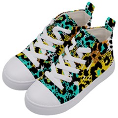 Seamless-leopard-wild-pattern-animal-print Kids  Mid-top Canvas Sneakers