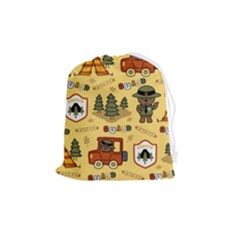 Seamless-pattern-funny-ranger-cartoon Drawstring Pouch (medium) by uniart180623