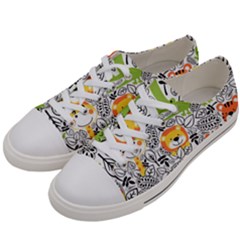 Seamless-pattern-with-wildlife-cartoon Men s Low Top Canvas Sneakers