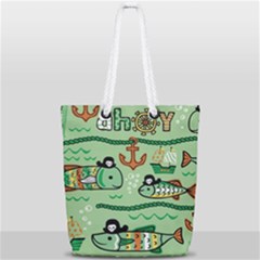 Seamless-pattern-fishes-pirates-cartoon Full Print Rope Handle Tote (small) by uniart180623