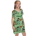 Seamless-pattern-fishes-pirates-cartoon Kids  Short Sleeve Tiered Mini Dress View3