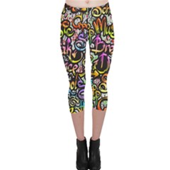 Graffiti-word-seamless-pattern Capri Leggings  by uniart180623