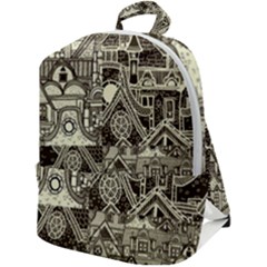 Four-hand-drawn-city-patterns Zip Up Backpack by uniart180623