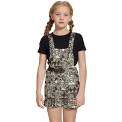 Four-hand-drawn-city-patterns Kids  Short Overalls