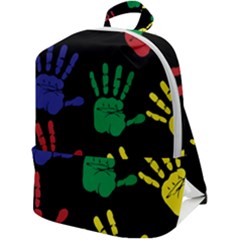 Handprints-hand-print-colourful Zip Up Backpack by uniart180623