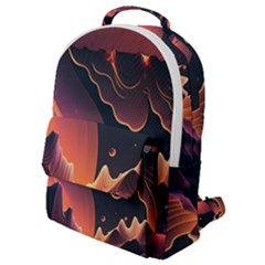 Fire Flame Burn Hot Heat Light Burning Orange Flap Pocket Backpack (small) by uniart180623