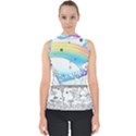 Rainbow Fun Cute Minimal Doodle Drawing Arts Mock Neck Shell Top View1