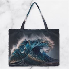 Tsunami Waves Ocean Sea Water Rough Seas Zipper Medium Tote Bag by uniart180623