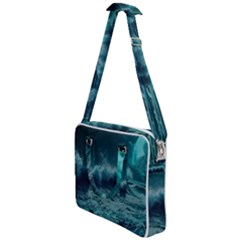 Waves Ocean Sea Tsunami Nautical Blue Sea Art Cross Body Office Bag by uniart180623