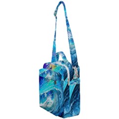 Tsunami Waves Ocean Sea Nautical Nature Water Painting Crossbody Day Bag by uniart180623