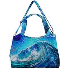 Tsunami Waves Ocean Sea Nautical Nature Water Painting Double Compartment Shoulder Bag by uniart180623