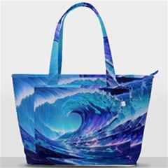 Tsunami Tidal Wave Ocean Waves Sea Nature Water Blue Back Pocket Shoulder Bag  by uniart180623