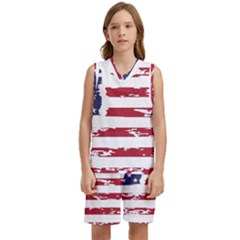 Flag Usa Unite Stated America Kids  Basketball Mesh Set by uniart180623