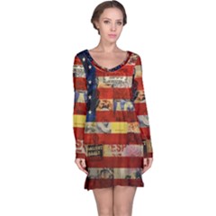 Usa Flag United States Long Sleeve Nightdress by uniart180623