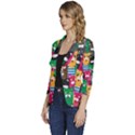 Cat Funny Colorful Pattern Women s One-Button 3/4 Sleeve Short Jacket View2