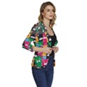 Cat Funny Colorful Pattern Women s One-Button 3/4 Sleeve Short Jacket View3