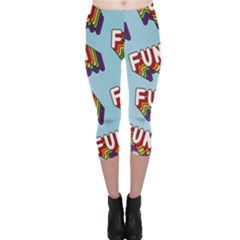 Fun Word Inscription Rainbow Pattern Capri Leggings  by uniart180623