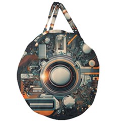 Technology Robot Internet Processor Giant Round Zipper Tote by Ravend