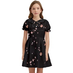 Abstract Rose Gold Glitter Background Kids  Bow Tie Puff Sleeve Dress