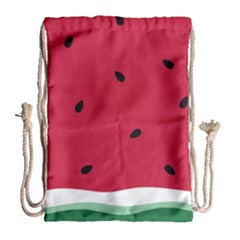 Minimalist Summer Watermelon Wallpaper Drawstring Bag (large) by Ravend