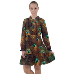 Peacock Feathers All Frills Chiffon Dress by Ravend