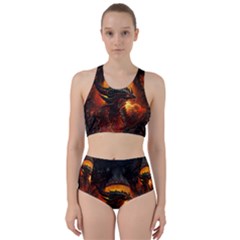 Dragon Art Fire Digital Fantasy Racer Back Bikini Set by Celenk