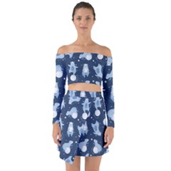 Bear Pattern Patterns Planet Animals Off Shoulder Top With Skirt Set by uniart180623