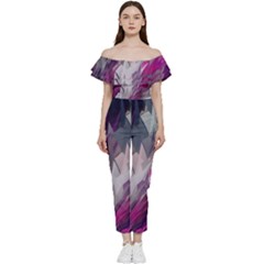 Colorful Artistic Pattern Design Bardot Ruffle Jumpsuit by uniart180623