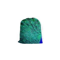 Green And Blue Peafowl Peacock Animal Color Brightly Colored Drawstring Pouch (xs) by uniart180623