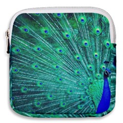 Green And Blue Peafowl Peacock Animal Color Brightly Colored Mini Square Pouch by uniart180623