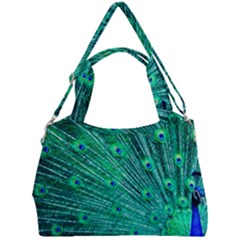 Green And Blue Peafowl Peacock Animal Color Brightly Colored Double Compartment Shoulder Bag by uniart180623