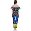 Colorful Digital Art Fractal Design Bardot Ruffle jumpsuit View4