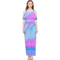 Colorful Blue Purple Wave Draped Sleeveless Chiffon Jumpsuit View1