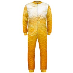 Texture Pattern Macro Glass Of Beer Foam White Yellow Onepiece Jumpsuit (men)