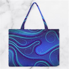 Spiral Shape Blue Abstract Zipper Medium Tote Bag by uniart180623