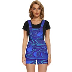 Spiral Shape Blue Abstract Short Overalls by uniart180623