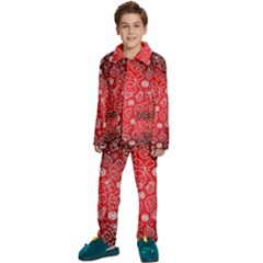 Christmas Pattern Red Kids  Long Sleeve Velvet Pajamas Set by uniart180623