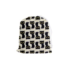 Black Cats And Dots Koteto Cat Pattern Kitty Drawstring Pouch (medium) by uniart180623