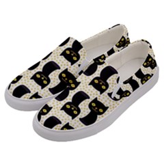 Black Cats And Dots Koteto Cat Pattern Kitty Men s Canvas Slip Ons by uniart180623