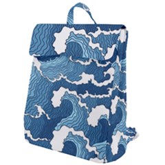 Waves Aesthetics Illustration Japanese Flap Top Backpack by uniart180623