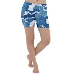 Waves Aesthetics Illustration Japanese Lightweight Velour Yoga Shorts by uniart180623