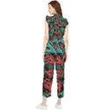 Flower Patterns Ornament Pattern Women s Frill Top Chiffon Jumpsuit View2