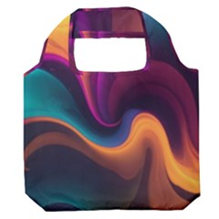 Abstract Colorful Waves Painting Premium Foldable Grocery Recycle Bag by Simbadda