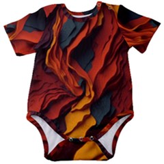 Abstract Colorful Waves Painting Art Baby Short Sleeve Bodysuit