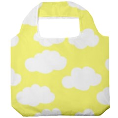 Cute Yellow White Clouds Foldable Grocery Recycle Bag by ConteMonfrey